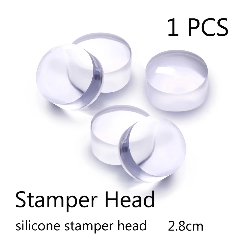 Чистые прозрачные силиконовые шаблоны для дизайна ногтей штамп для штамповки пластины скребок с крышкой прозрачная; Нейл-арт шаблон стамм - Цвет: 2.8cm stamper head