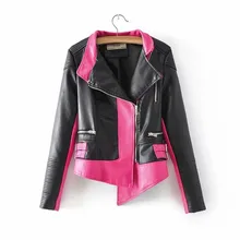 Женская куртка из искусственной кожи, ветрозащитные куртки, весенне-осенние мотоциклетные короткие пальто в стиле пэчворк, нестандартная кожаная верхняя одежда A613