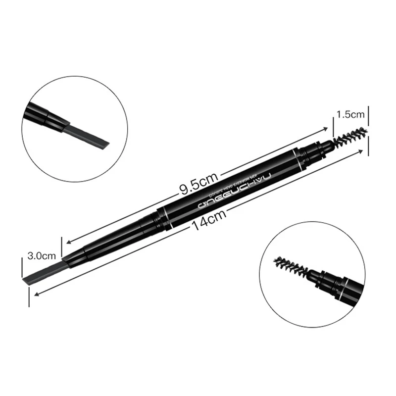 Горячая двуглавый карандаш для бровей водостойкий автоматический вращающийся кисть для бровей натуральный косметический набор для макияжа