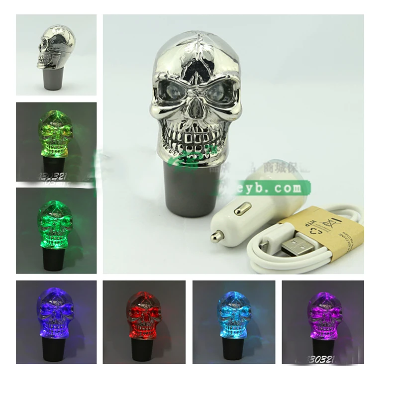 Acrylic 7 Color LED Skull Automatic Manual Gear Shift Knob Lever