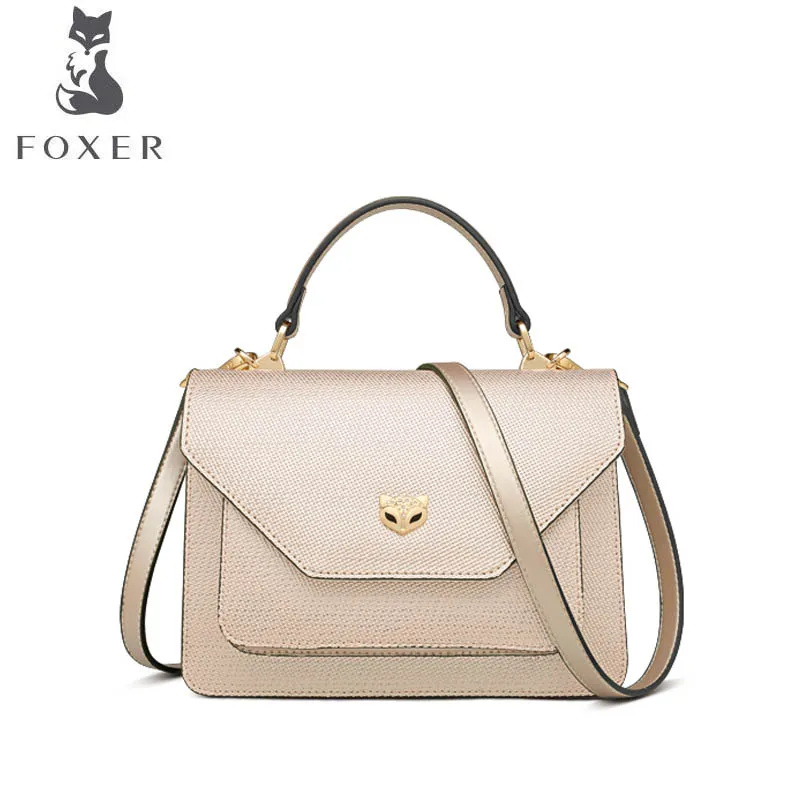 

FOXER 2019 Winter new simple women leather bag luxury handbags designer leather shoulder bag fashion women leather handbags