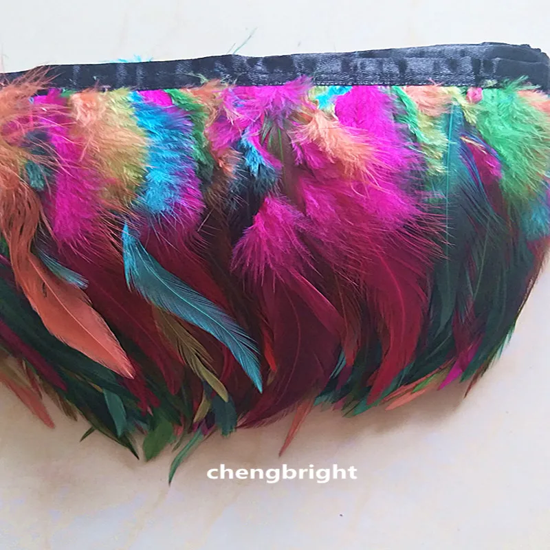 

wholesale 1m high quality natural Turkey feathers Ribbon 5-6inch/12-15cm Width Clothing accessories diy Mixed color Carnival