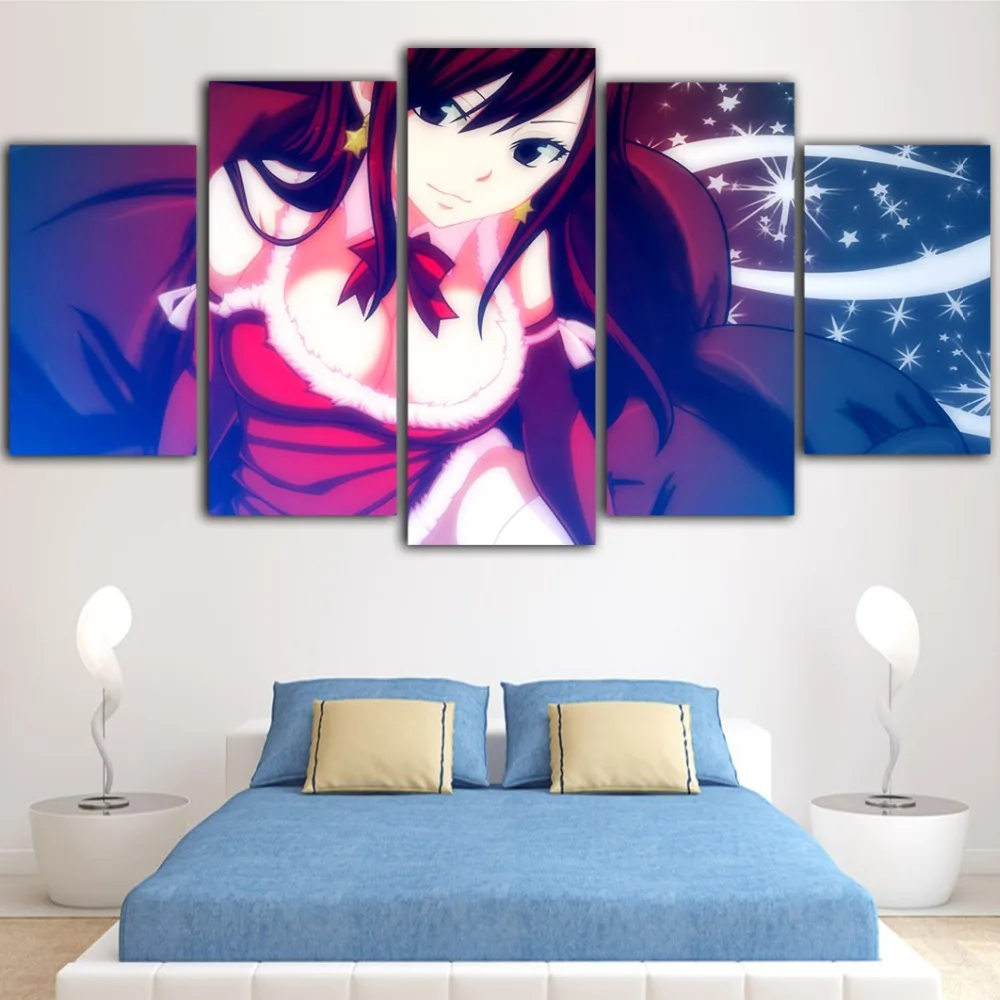 5Pieces Fairy Tail Poster Anime Quadri Su Tela Per Soggiorno Canvas Painting Posters And Prints Living Room Obrazy Drop Shipping