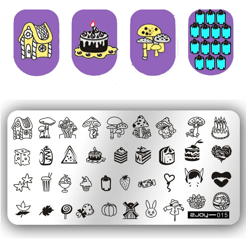 

zjoy Series Nail Art Stamping Plate 6.5*12.5 cm Flower Mushroom China Cake Style Patten Manicure Nail Stamping Template Stencil