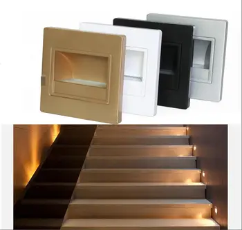 

5pcs/lot Modern 85-265v 1.5w 2.5w Recessed Led Stair Light Wall Lights In Step Lamp Indoor stairway corridor lamp 4 colours