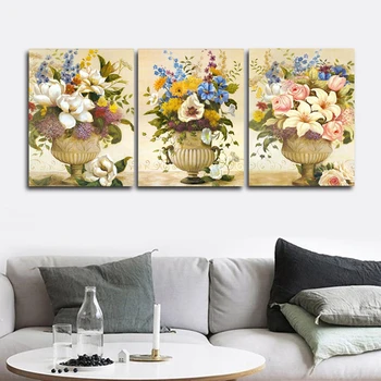 

Flowers and Vases Wall Picture Poster Print Canvas Painting Calligraphy Decor for Living Room Bedroom Home Decor Frameless