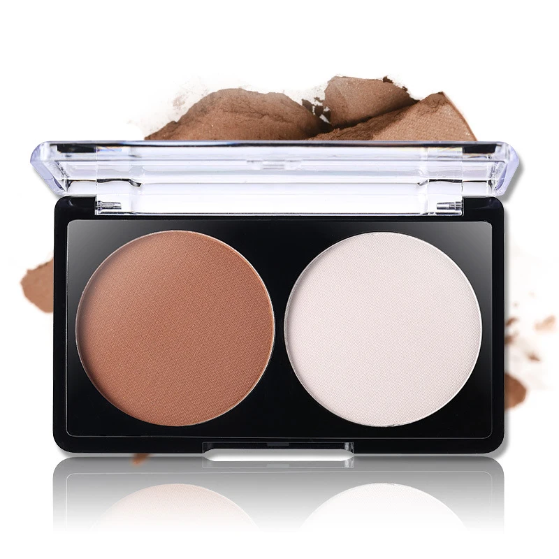 2 Colors Contour Highlighter Bronzer Powder Palette Set Trimming