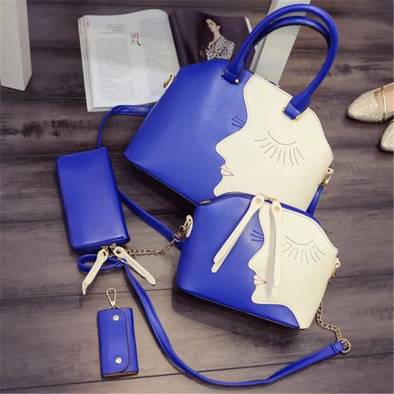 3pcs font b set b font Newest Women PU Leather font b Handbag b font Shoulder