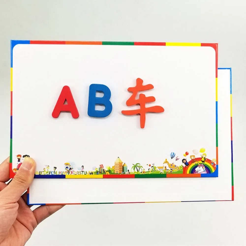 MrY 1pc Magnetic Puzzle Jigsaw Toys For Children spelled alphabet double-sided bottom plate Intelligence Kids Educational Toy