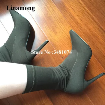 

Patchwork Pointed Toe Women Mid-Calf Boots Pointed Solid Patchwork Thin Heels Flock Mid-Calf Women Winter Boots Sized 35-42