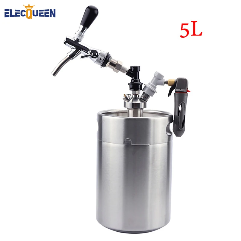 

5L beer keg growler with Mini Keg Tap Dispenser and Adjustable beer faucet tap + Ball Lock Keg Disconnect for Draft Beer