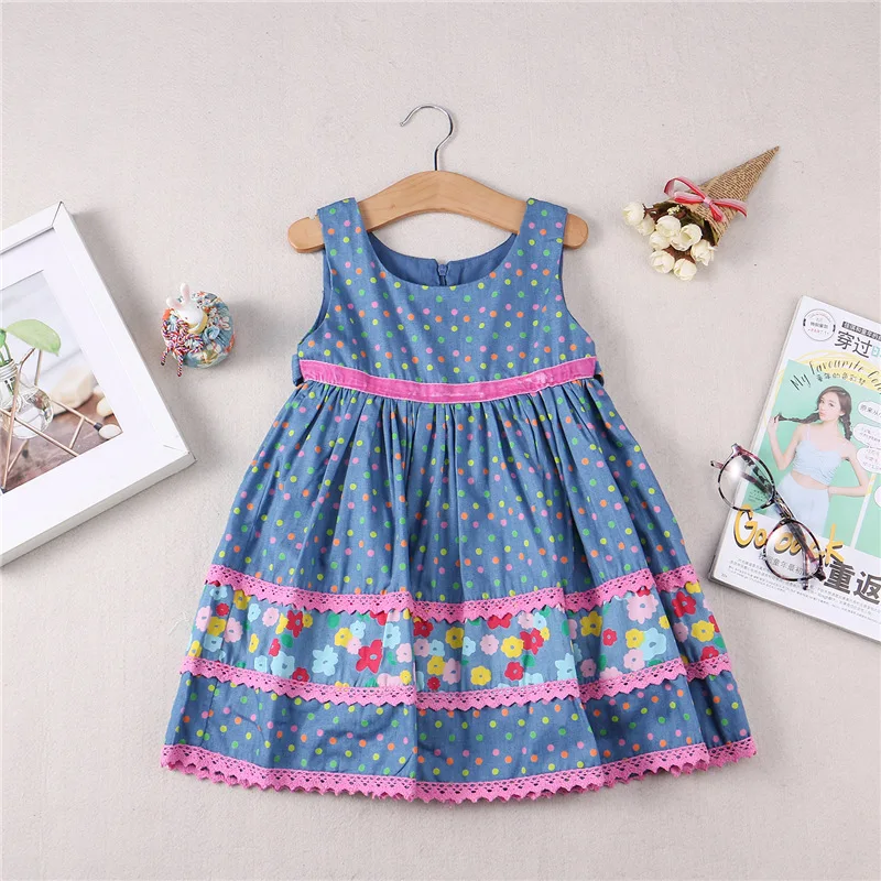 Новая летняя одежда с рисунком для девочек летнее платье для девочек ткань с черепами в горошек