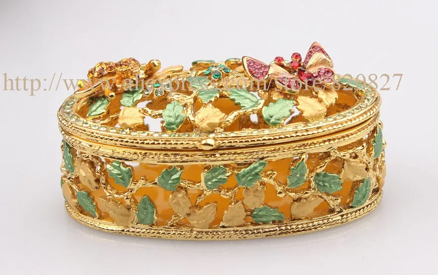 

Oval Jewelry Box / Treasure Chest Keepsake Box - Multipurpose Cute Handmade Metal Trinket Box Jewelry Storage Case