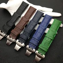 24 мм черный Италия натуральная кожа Бамбук ремешок для Panerai ремень PAM441 браслет для часов с пряжкой-бабочкой Группа инструменты