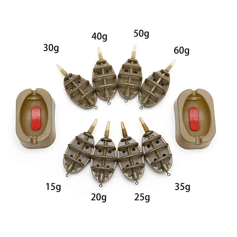 1 комплект(4 шт.) рыб Охота инструмент для рыбалки на карпа, встроенный методы приманки 4 кормушки 15/20/25/35g 30/40/50/60 г набор терминал рыболовные снасти