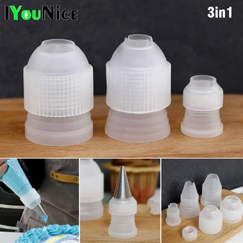 

IYouNice 3pcs/set Decorating Mouth Converter Adapter Pastry Tips Plastic Connector Nozzle Sets Cake Decorating Tools Bakeware