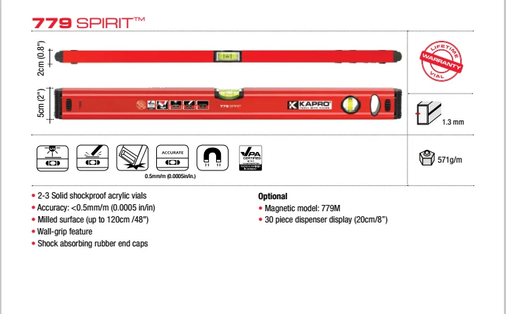 Kapro Профессиональный 60 см магнитный Алюминий сплав Угол Finder уровнемерный инструмент с пузырьками духов