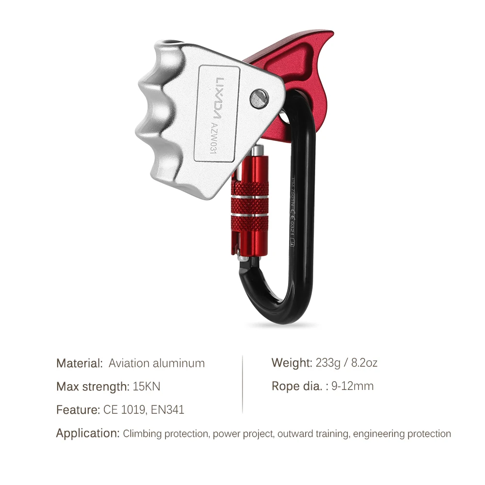 15KN Веревка безопасности захват 24KN Быстрый замок открытый горный скалолазание во внешнем переплете обучение защита ремешок захват