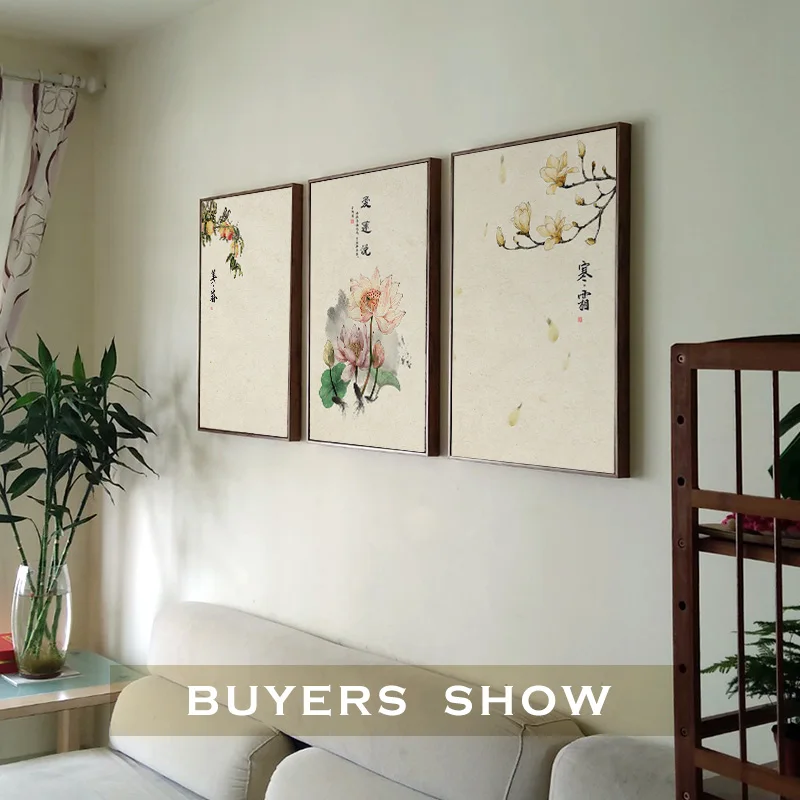 Художественная зона цветок лотоса и бамбук китайская живопись на холсте древняя поэтическая художественная настенная плакат ретро классический декор для кабинета плакат