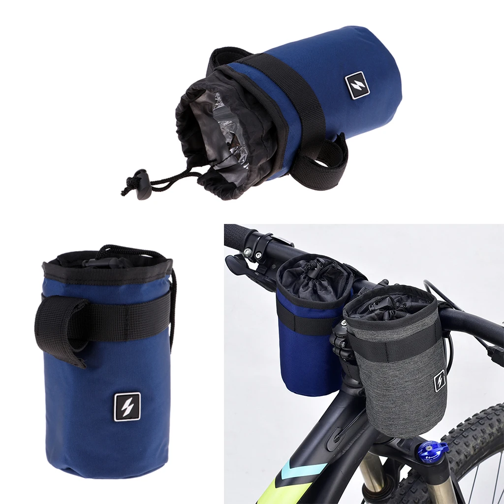 2-Counted Bike Front Handlebar Bottle Pouch/Sleeve with Carrying Handle & Adjustable Strap for Flask Bottles, Kettles