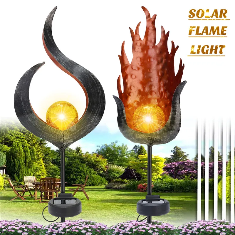 Солнечная лампа с пламенем, мерцающий IP65 Водонепроницаемый светодиодный садовый декоративный ландшафтный светильник, лампы для газонов, дорожка, светильник, фонарь светильник, точечный светильник