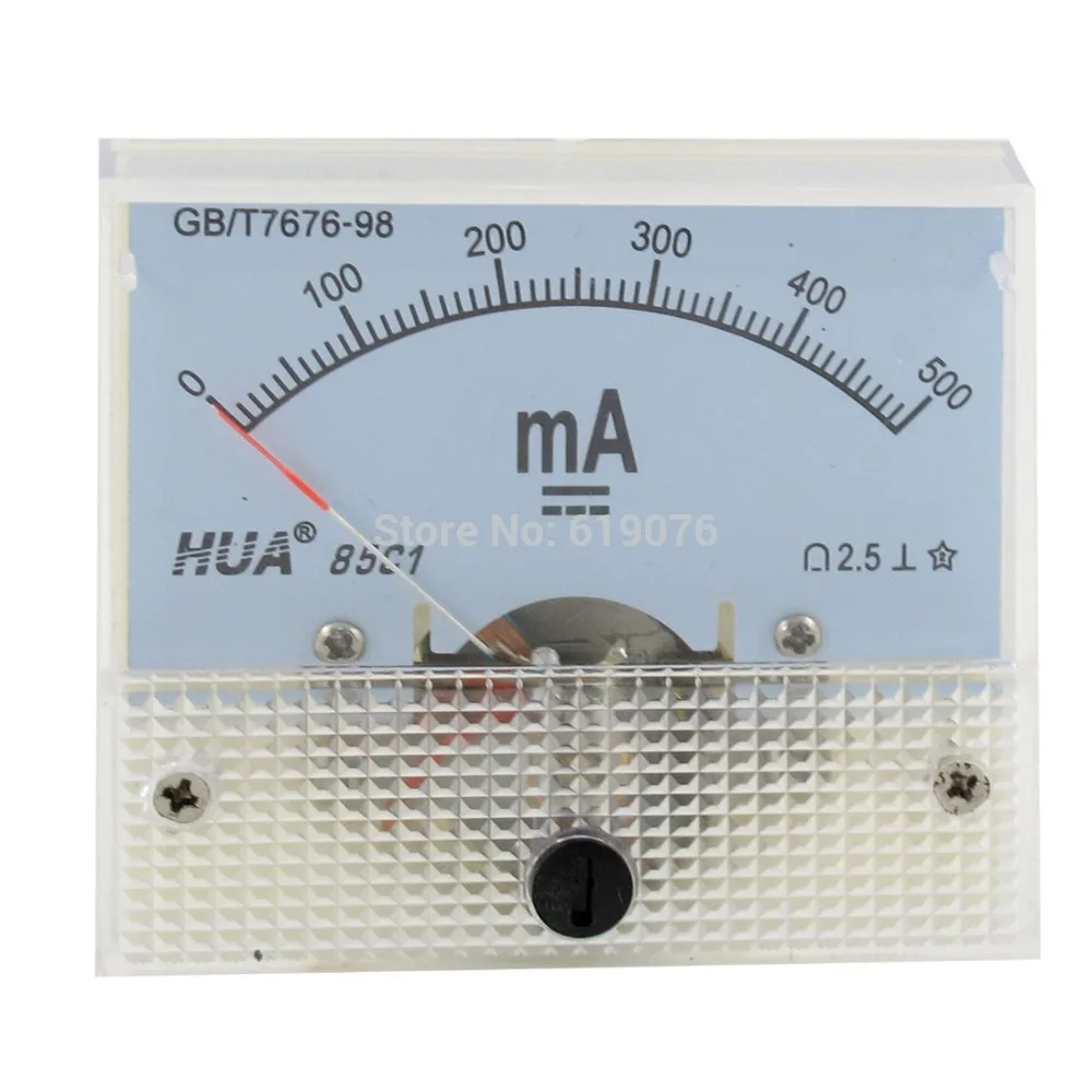 85C1 Class 2.5 Accuracy DC 0 500mA White Analog Amperemeter Panel Meter