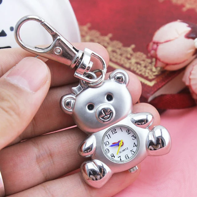 chaoyada 2018 NEW silver Tone Cartoon bear Sakura Star Wing Pocket Watch Dia 3cm chaoyada 2018 NEW silver Tone Cartoon bear Sakura Star Wing Pocket Watch Dia 3cm