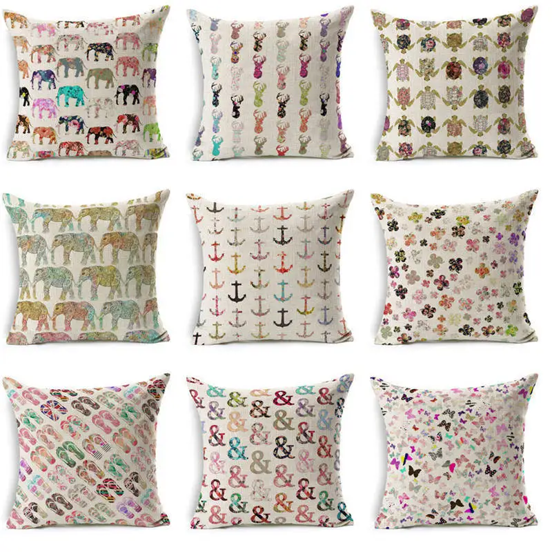 

Christmas Decorative Pillow case Cartoon lovely deer elephant anchor Throw Pillow Cover Car Home Decor Cushion Cover 45x45cm