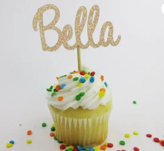 personalize name glitter birthday party Appetizer Picks cupcake toppers baby shower Anniversary doughnut toothpicks | Дом и сад