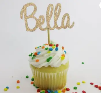 

personalize name glitter birthday party Appetizer Picks cupcake toppers baby shower Anniversary doughnut toothpicks