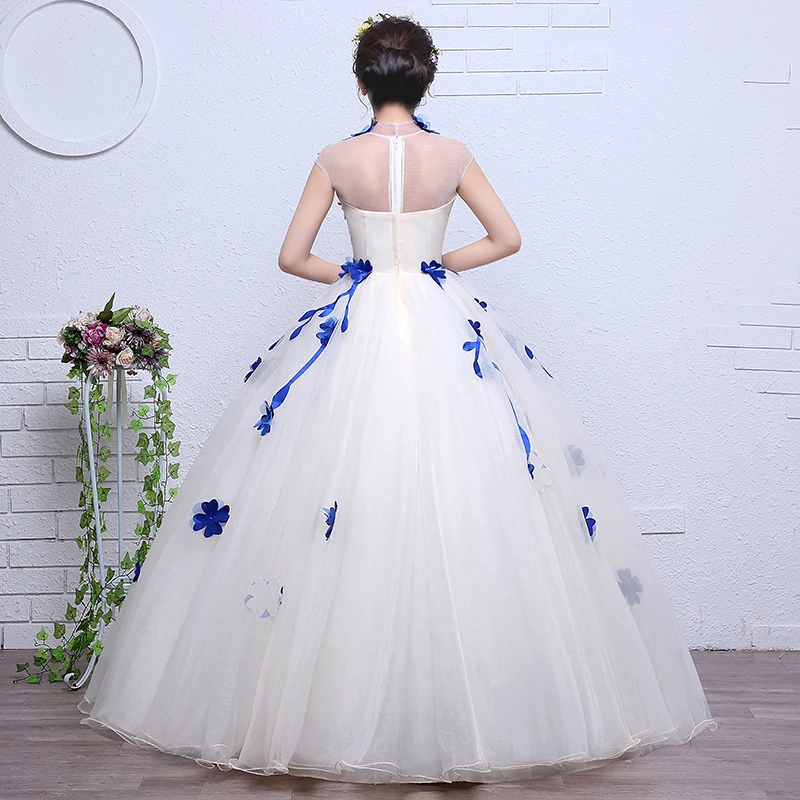 Настоящая фотография, голубое, желтое, красное, белое свадебное платье, 3D цветок, кружевное бальное платье, милое, на молнии, элегантное, женское платье