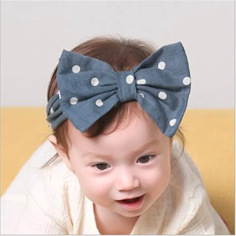 

Lovely Dots Baby Girl Big Bow Hairband Headband Kids Girls Cotton Stretch Headwear