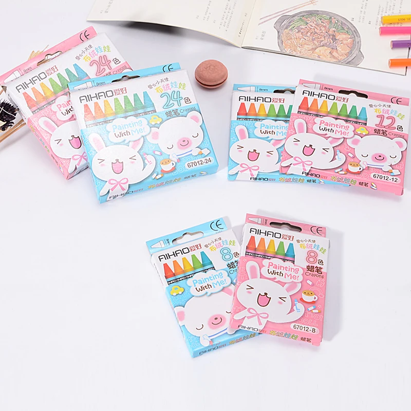 Kawaii Animal Art Markers Pen Cute Colored Print Non-Toxic Crayon Oil Painting Stick Highlighters Pens School Stationery Gift