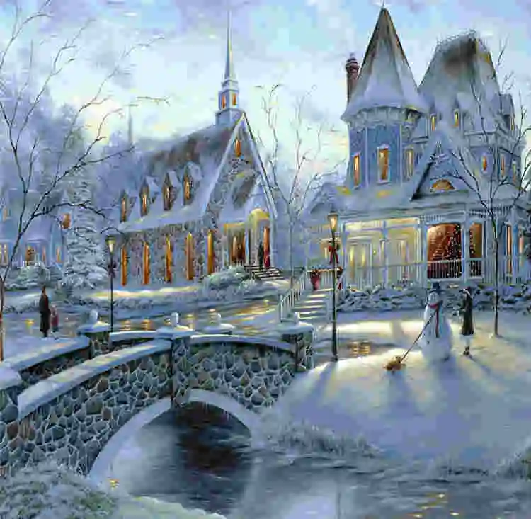 

2018 Diy Diamond Painting Cross Stitch Full Diamond Embroidery Mosaic Landscape Pattern Snow scenery in winter