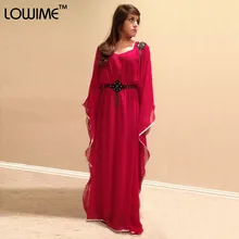 2015 Muslim Abaya Dress for Women Islamic Dresses Red Plus Size Kaftan Dress Long Chiffon Arabic Evening Gowns
