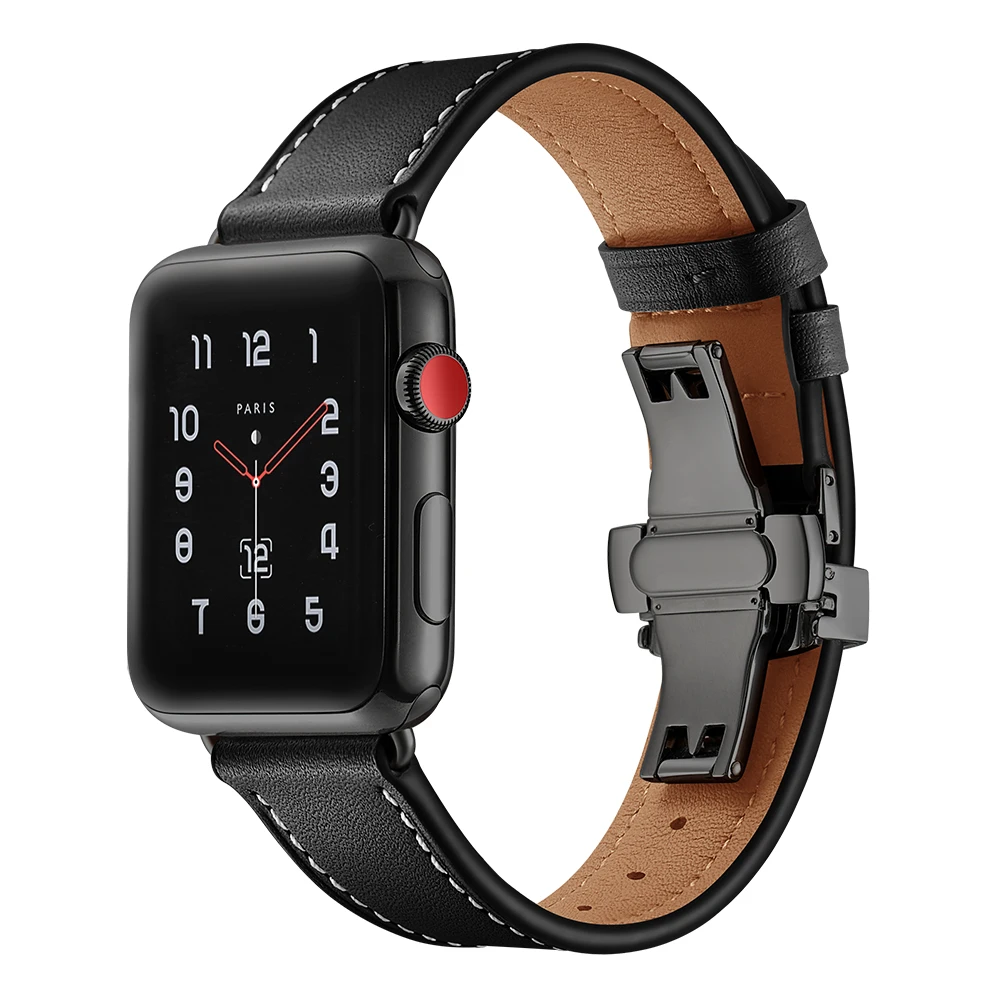 Роскошный ремешок-бабочка для Apple Watch 38 мм 42 мм ремешок из натуральной кожи браслет ремень для iwatch Band 38 мм 42 мм серия 1 2 3