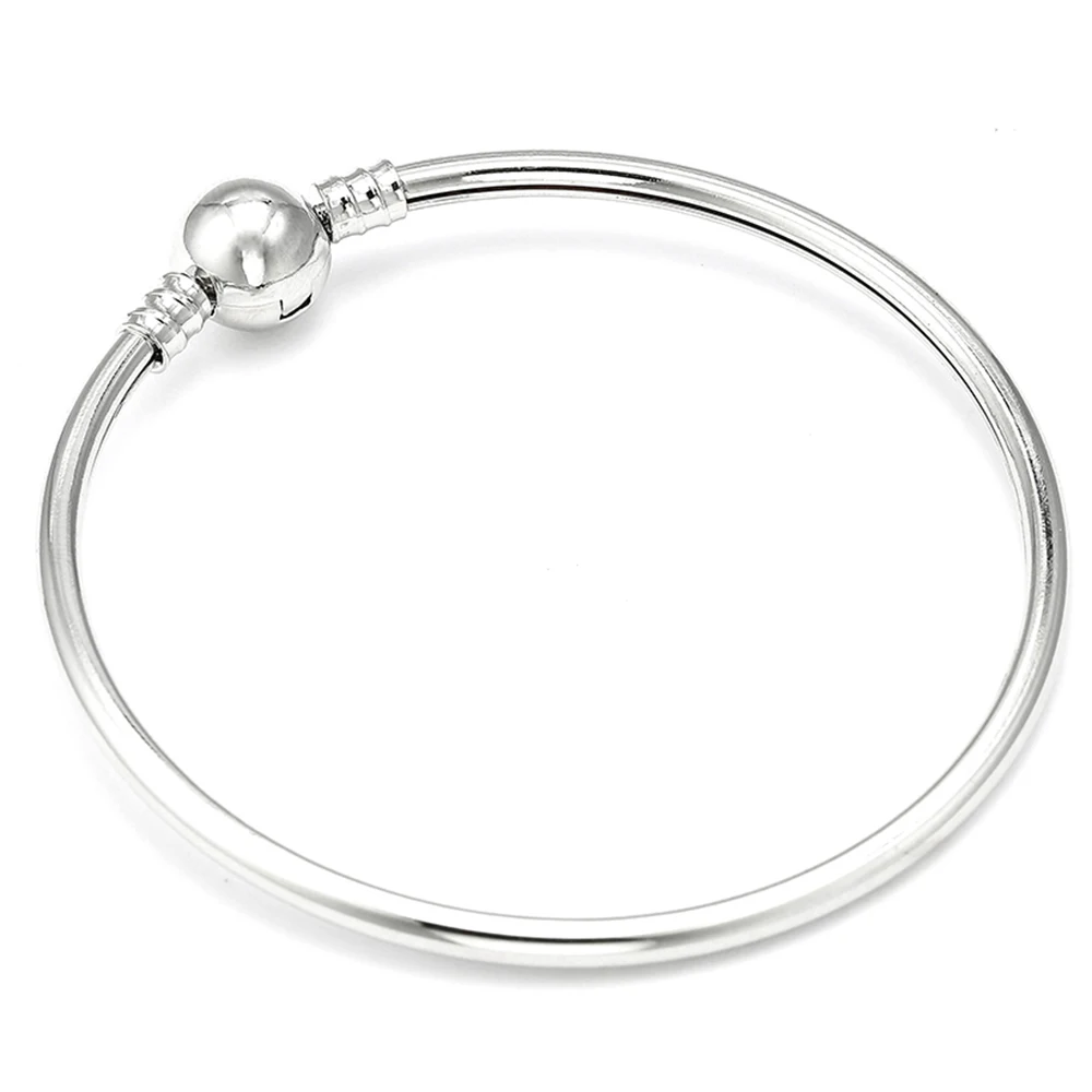 New Silver Plated Round Clasp Charm Bracelet Bangle Fit Pandora Bracelet Bangles for Women DIY 