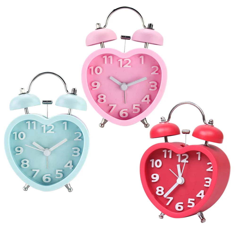 

Nordic Alarm Clock Quartz Alarm Clock Double Bell Heart-Shaped Timer Gift Home Decor Lazy Person Silent Alarm Clock Livingroom