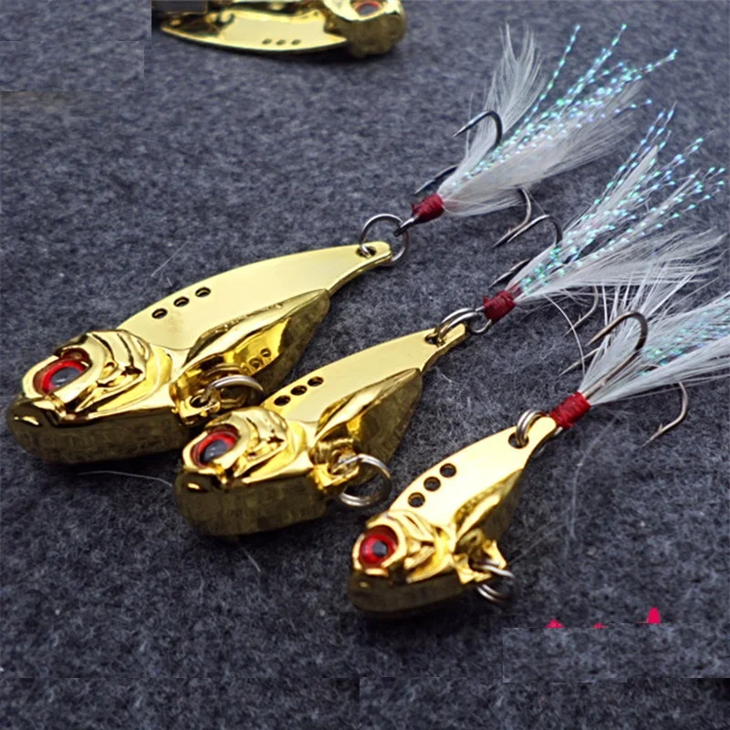 1pcs 5g/10g/15g Metal vib with Treble hooks pesca jig artificial bait spoon fishing bait cicada lure bass vib