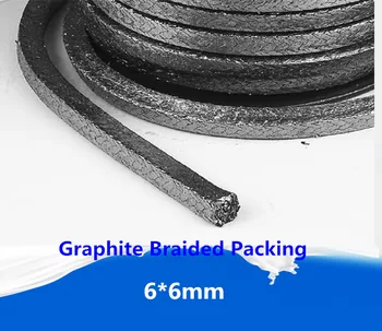 

6*6mm Pure Graphite Packing 2 meters for sealing /die molded sealing rings/ Lubricant pure fleixble graphite yarn
