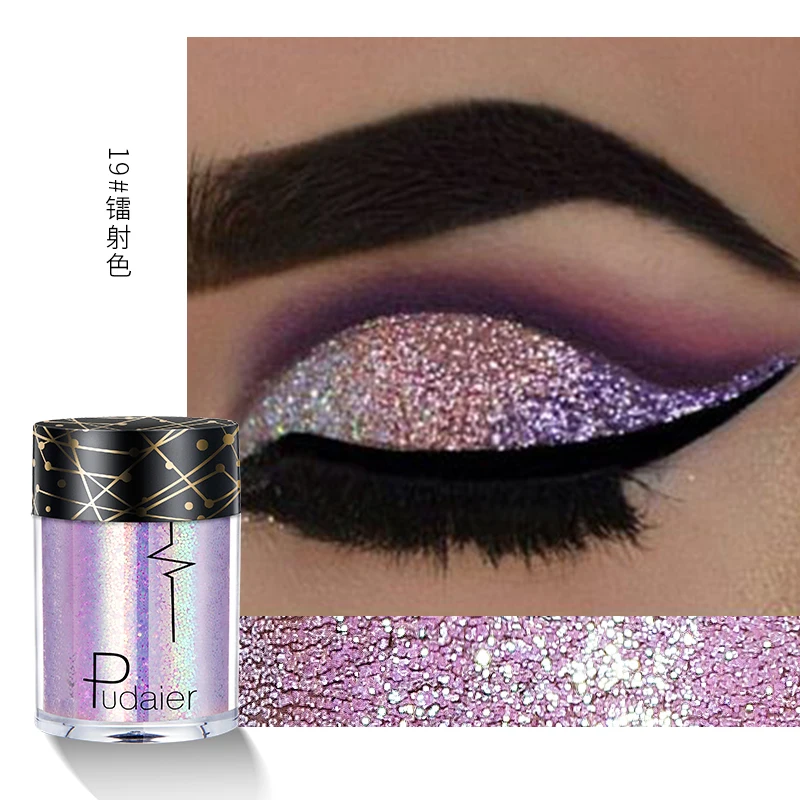 Pudaier Holographic Glitter& Shimmer Mermaid 36 Colors Eye Shadow Highlighter Face Festival Glitters Body Makeup TSLM1 - Цвет: 19