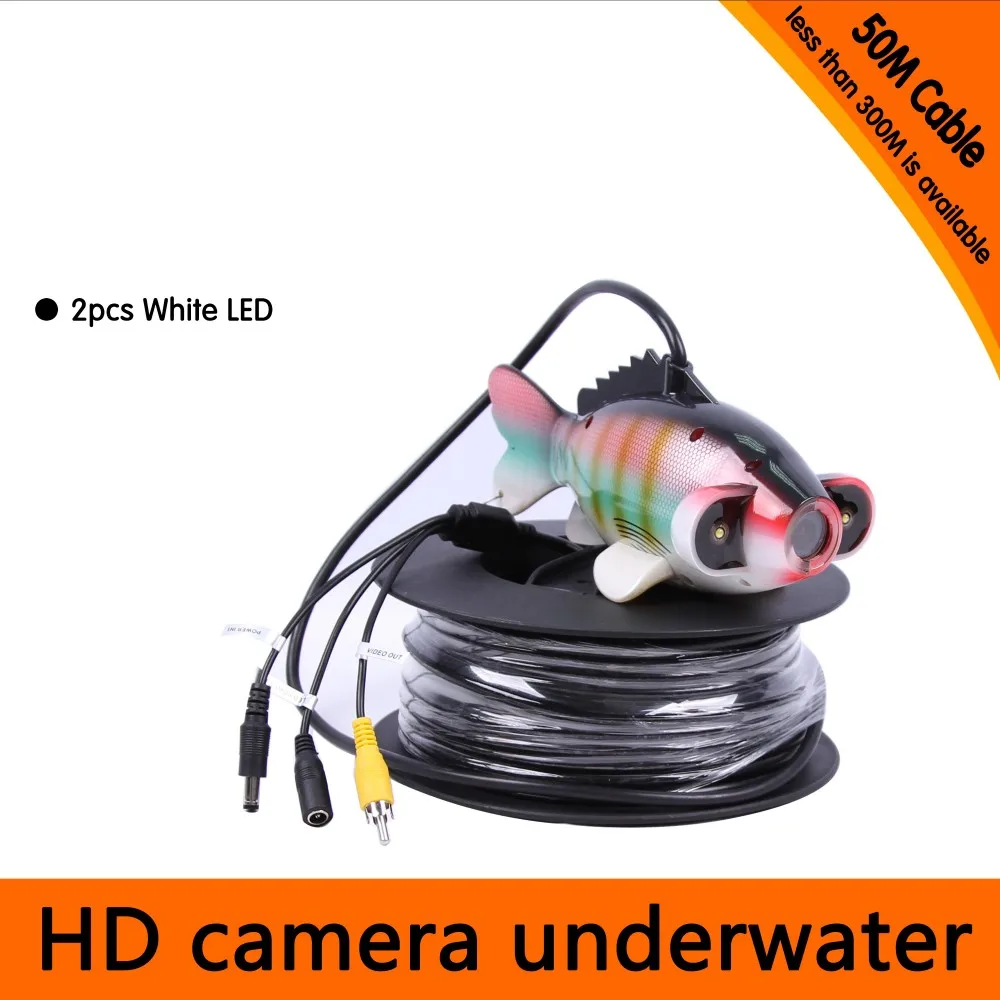 

50Meters Depth Fish Like Underwater Camera with 2PCS 2 walt white LEDS for Fish Finder & Diving Camera