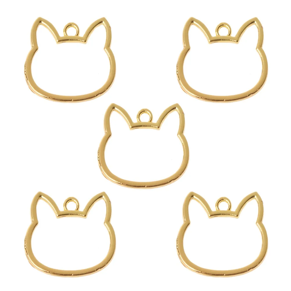 

5Pcs Cat Head DIY UV Frame Pendants Open Bezel Setting UV Resin Jewelry Making