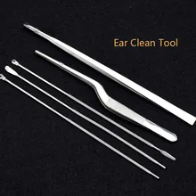 AMSIC 5 шт./компл. уха Чистый инструмент Нержавеющая сталь Весна спираль ухо Палочки ложка воск для удаления