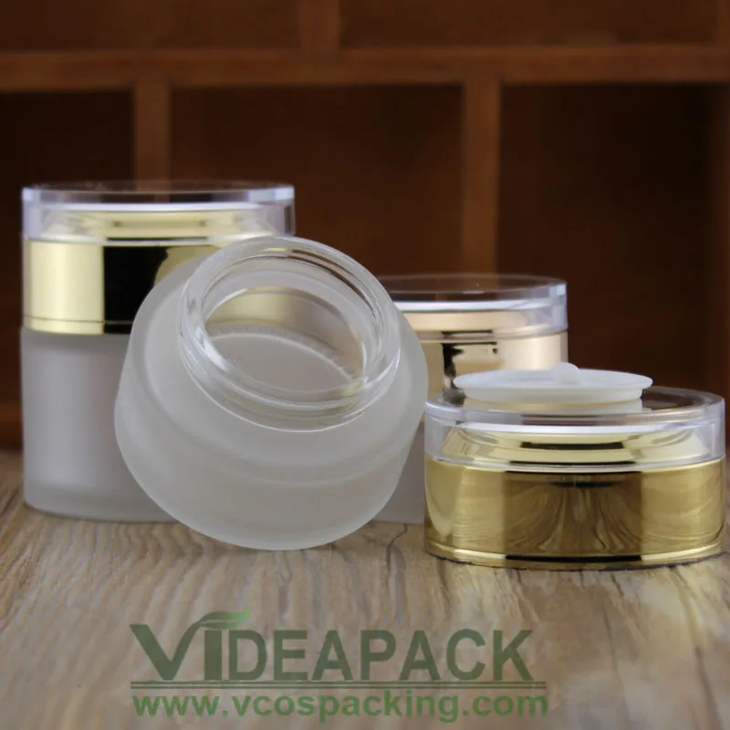 

50pcs 20 g 30 g 50g creams jar / frosted glass bottles golden plastic cover 4.8 * 4.5cm size packing bottle
