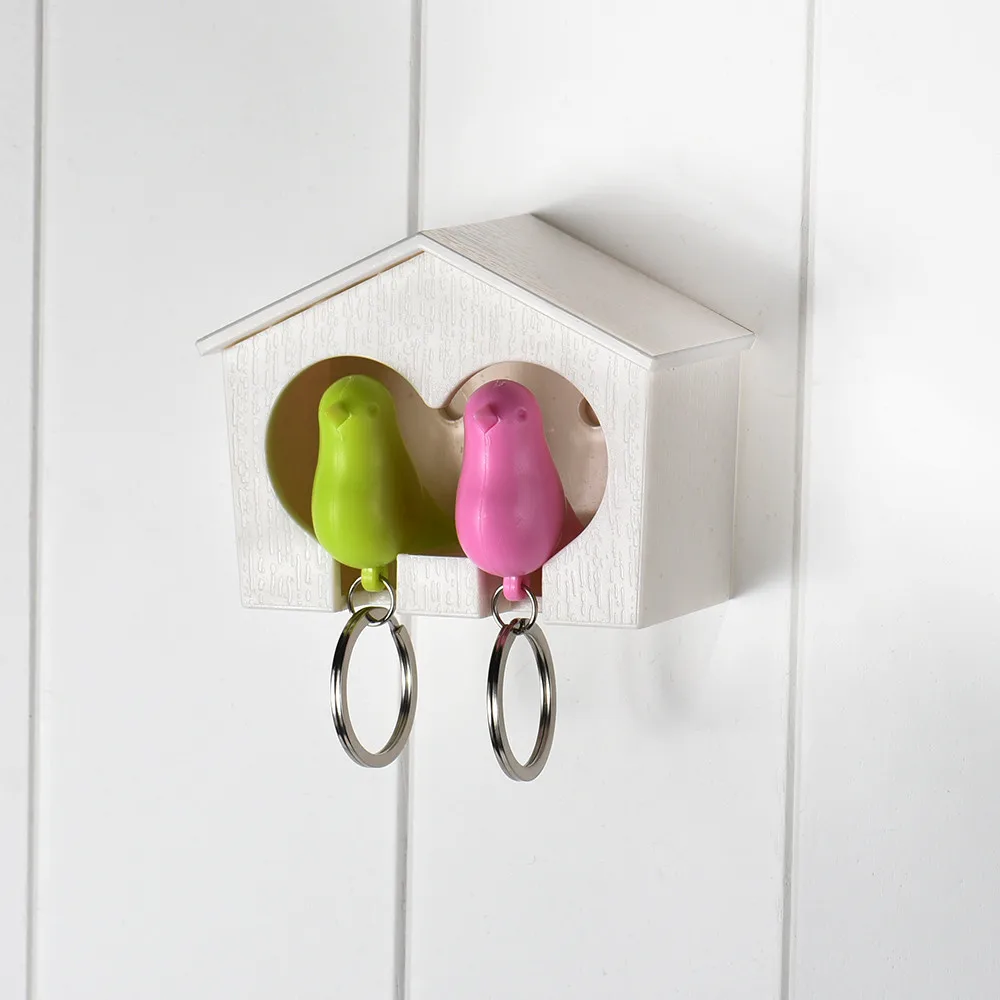 

OTOKY Hot Sale Couple Sparrow House Whistle Key chain Keyfob Bird Keyring Family Key Holder For Gift Dropshipping May31