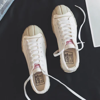 

Women Canvas Shoes Lace Up Woman Sneakers Fashion Ins Style Solid Color Flat Heel Students Leisure Shoes Women Vulcanize Shoe