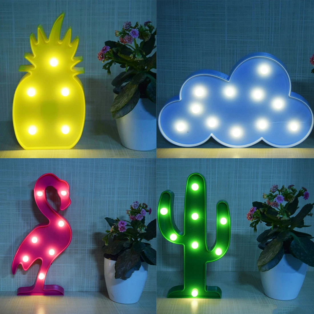 LED Table Flamingo Lamp Pineapple Cactus Clouds Nightlight Romantic Light Table Lamp For Christmas Home Decor