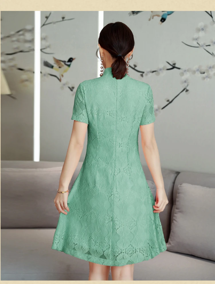 2019 Лето Современная Cheongsam Для женщин короткие кружевные Ципао китайское платье Qi Pao вечерние Винтаж аозай элегантное платье Высокое