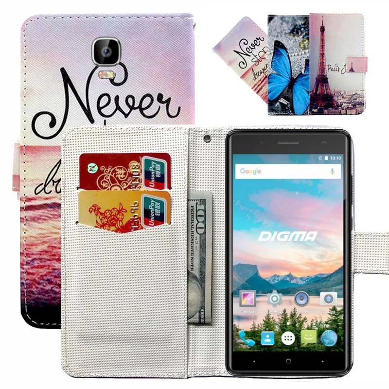 

Fashion 11 Colors Cartoon Painting PU Leather Magnetic clasp Wallet Cover For Digma Hit Q500 3G Case